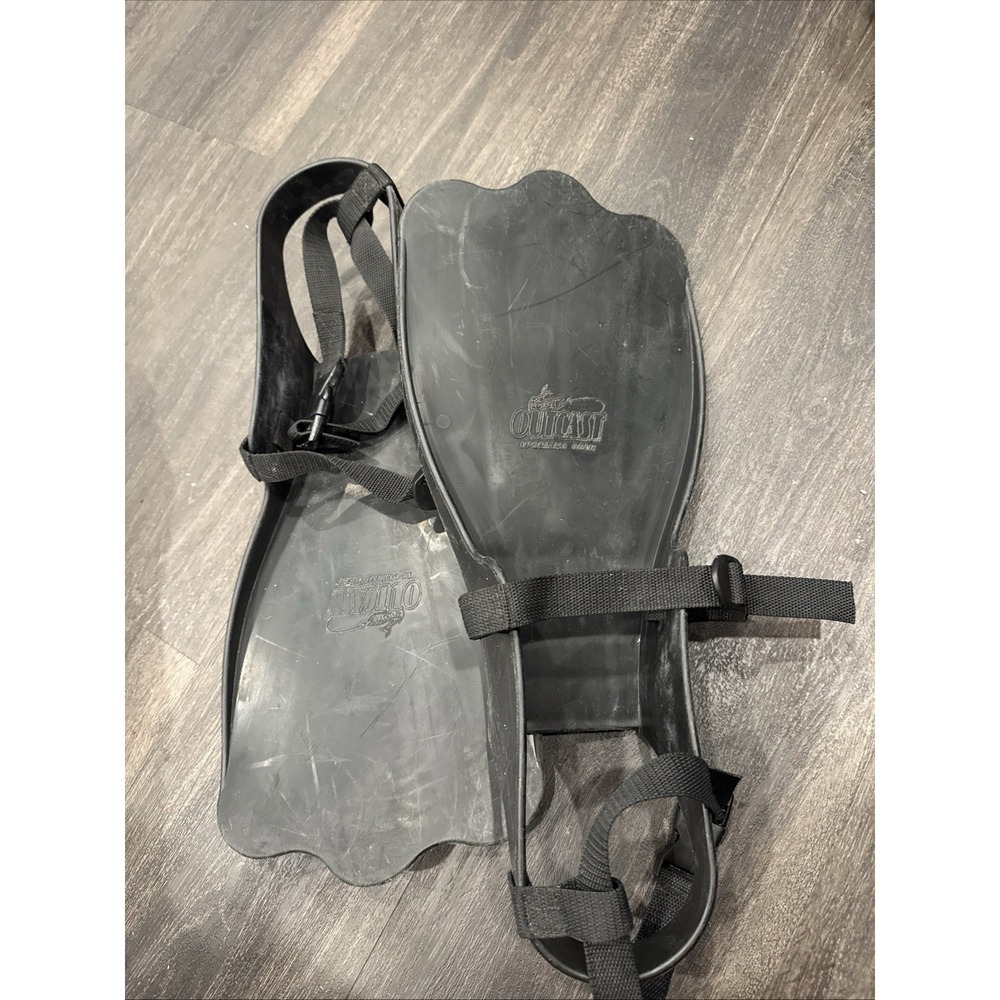 Outcast Sporting Gear Float Tube‎ Kick Fins 20"x9" Black Adjustable Straps - Picture 4 of 5